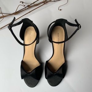 Max Studio Peep Toe Bow Accent Glitter Heel